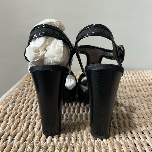 NEW Coach "Lydia" Signature "C" Logo Jacquard T Strap Heels size 11 M Black - Picture 4 of 8